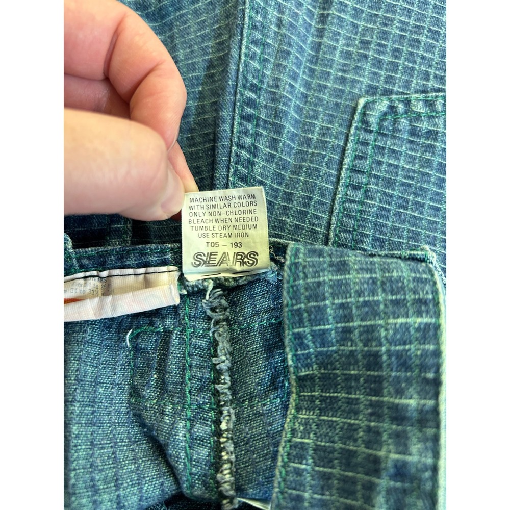 Vintage McKids Sears Denim Overalls 24 Months Blue Green Grid Snap Leg 90s - Picture 8 of 8